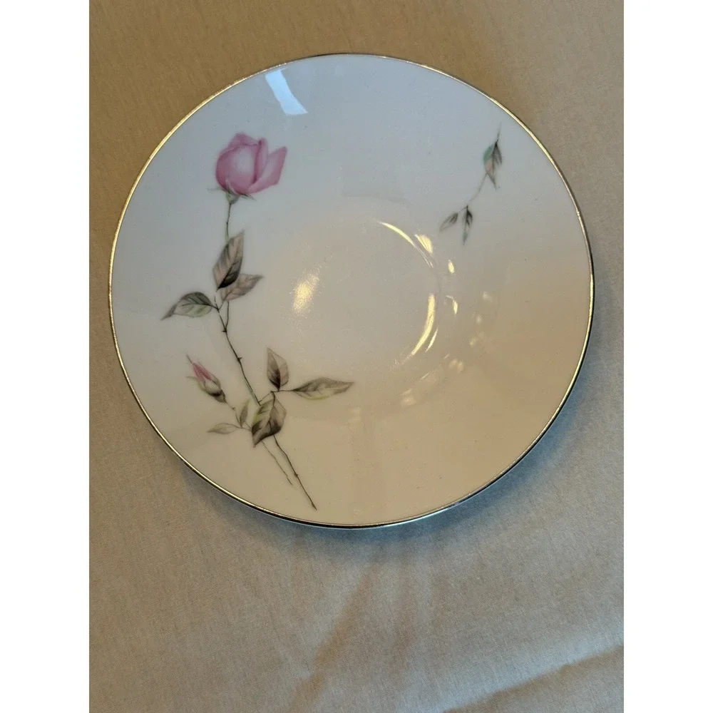 Two Style House Dawn Rose China Fruit Bowls White Pink Rose‎ Buds